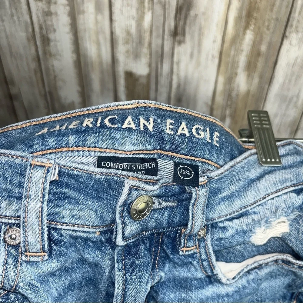 American Eagle Super High Rise Baggy Straight Comfort Stretch Waistband Shorts